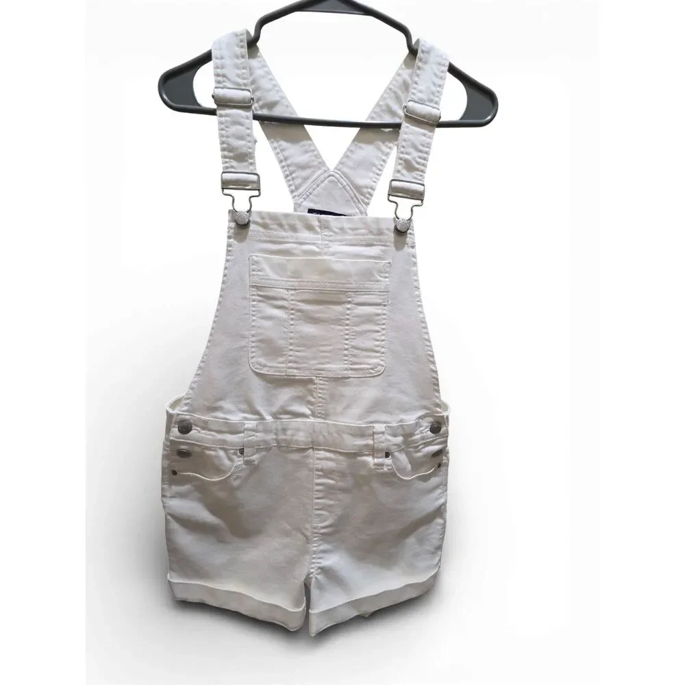 Girls White Denim Shortalls | Overall Shorts | Size 9 | Pre-Owned - Picture 8 of 15